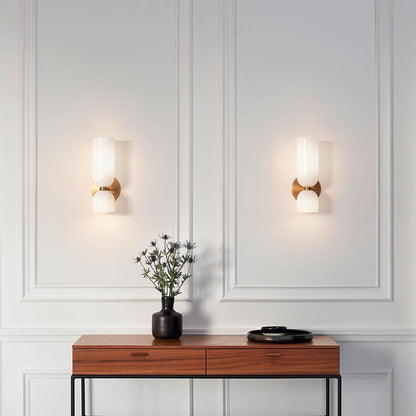 Aplique de pared de vidrio con cableado directo, casquillo E12 para dormitorios, salas de estar, pasillos, lámpara de acento para interiores, iluminación de pared cilíndrica moderna, 110-