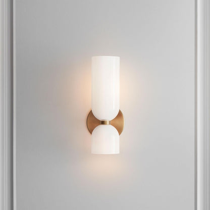 Aplique de pared de vidrio con cableado directo, casquillo E12 para dormitorios, salas de estar, pasillos, lámpara de acento para interiores, iluminación de pared cilíndrica moderna, 110-