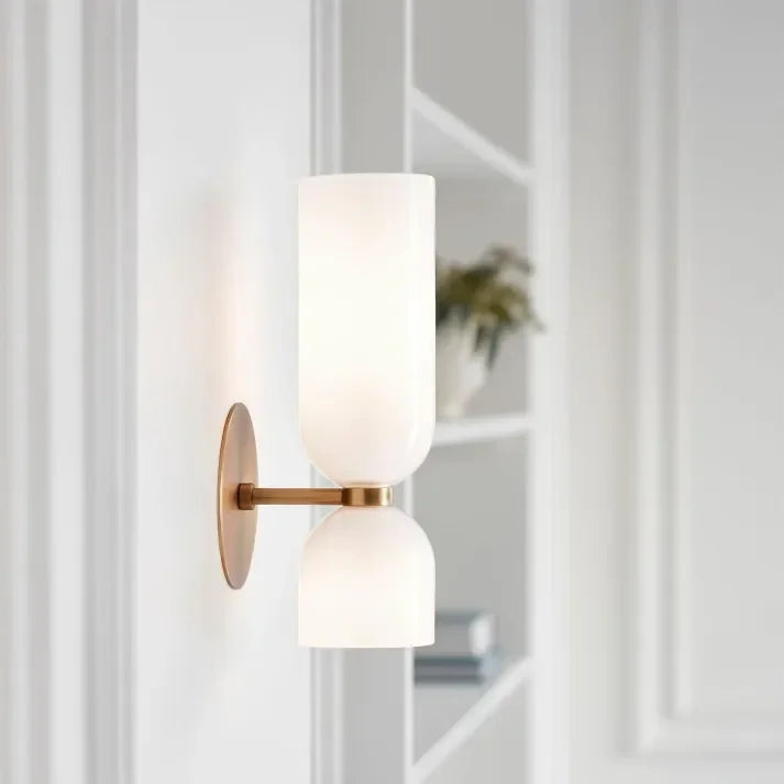 Porcelain Sconce Light Fixture 16 Inch Height Pivoting Arm for Bedroom Hallway Living Room Reading Nook Contemporary White Gray Blue Clear