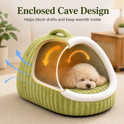 Ortekor Warm Cave Dog Bed for Winter Indoor Sleep - Cozy Enclosed Pet Bed for Small Dogs & Cats