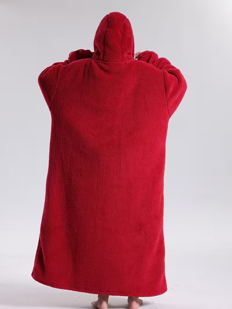 Oversized Wearable Blanket Hoodie with Sleeves & Pocket – Plush Throw for Couch, Bed, Camping – One Size Adults