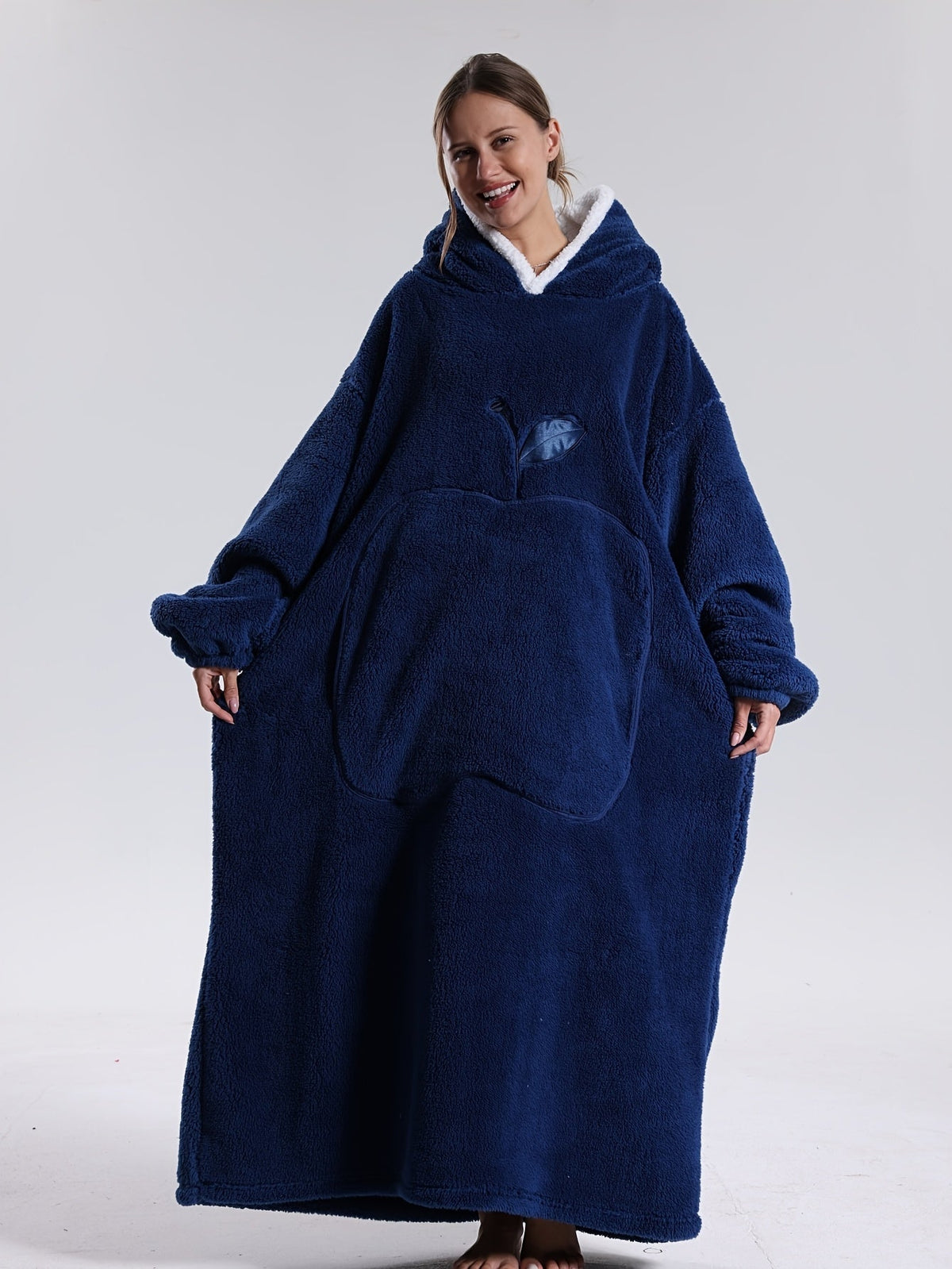 Oversized Wearable Blanket Hoodie with Sleeves & Pocket – Plush Throw for Couch, Bed, Camping – One Size Adults