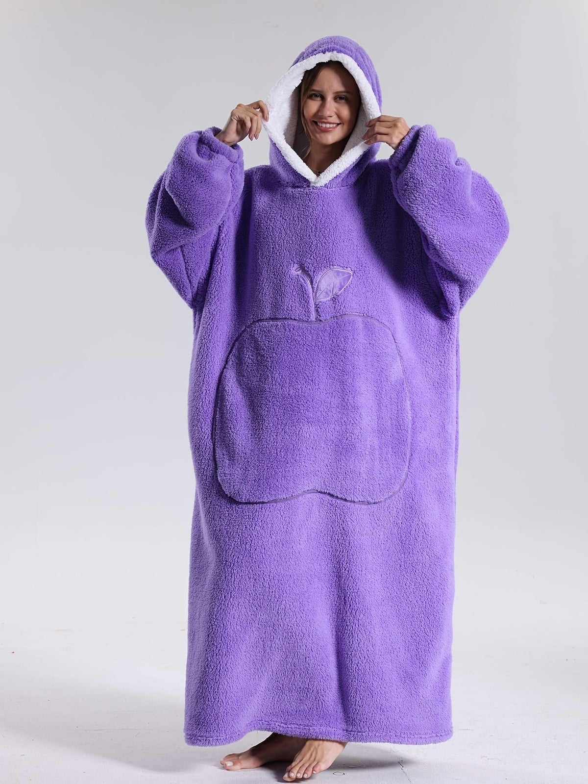 Oversized Wearable Blanket Hoodie with Sleeves & Pocket – Plush Throw for Couch, Bed, Camping – One Size Adults