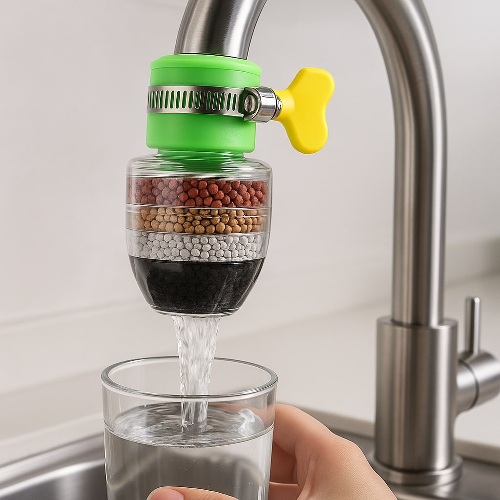 Faucet Water Filter for Kitchen & Bathroom Sink | Multi-Stage Carbon Filtration System for Home Tap | Removes Chlorine & Sediment
