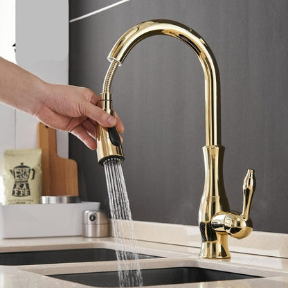 Pull-Down Kitchen Faucet with Spray Head | Single Handle Sink Faucet | Stainless Steel Spout | Pull-Out Sprayer for Farmhouse & Modern