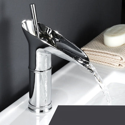 Single-Handle Waterfall Bathroom Faucet in Antique Bronze, Chrome, Gold & Black Finish for Vessel Sink
