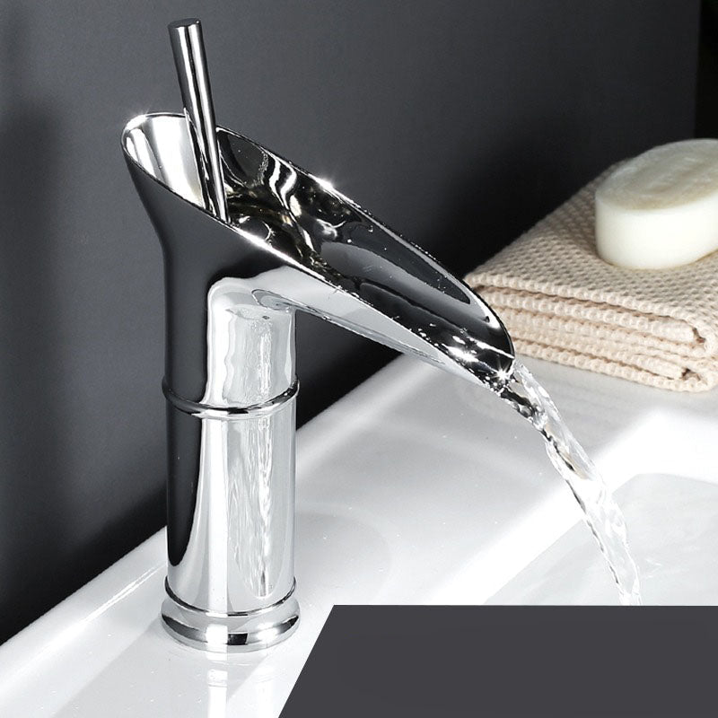 Single-Handle Waterfall Bathroom Faucet in Antique Bronze, Chrome, Gold & Black Finish for Vessel Sink