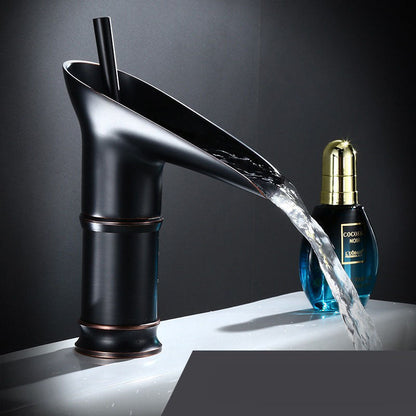 Single-Handle Waterfall Bathroom Faucet in Antique Bronze, Chrome, Gold & Black Finish for Vessel Sink