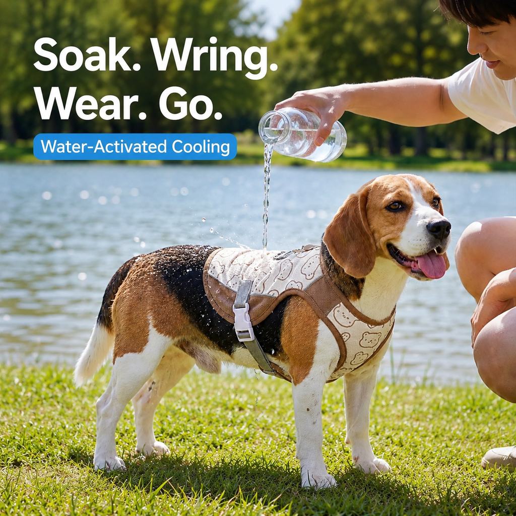 Ortekor Water-Activated Dog Cooling Sun Vest for Summer Walks, Camping & Outdoor Heat Relief