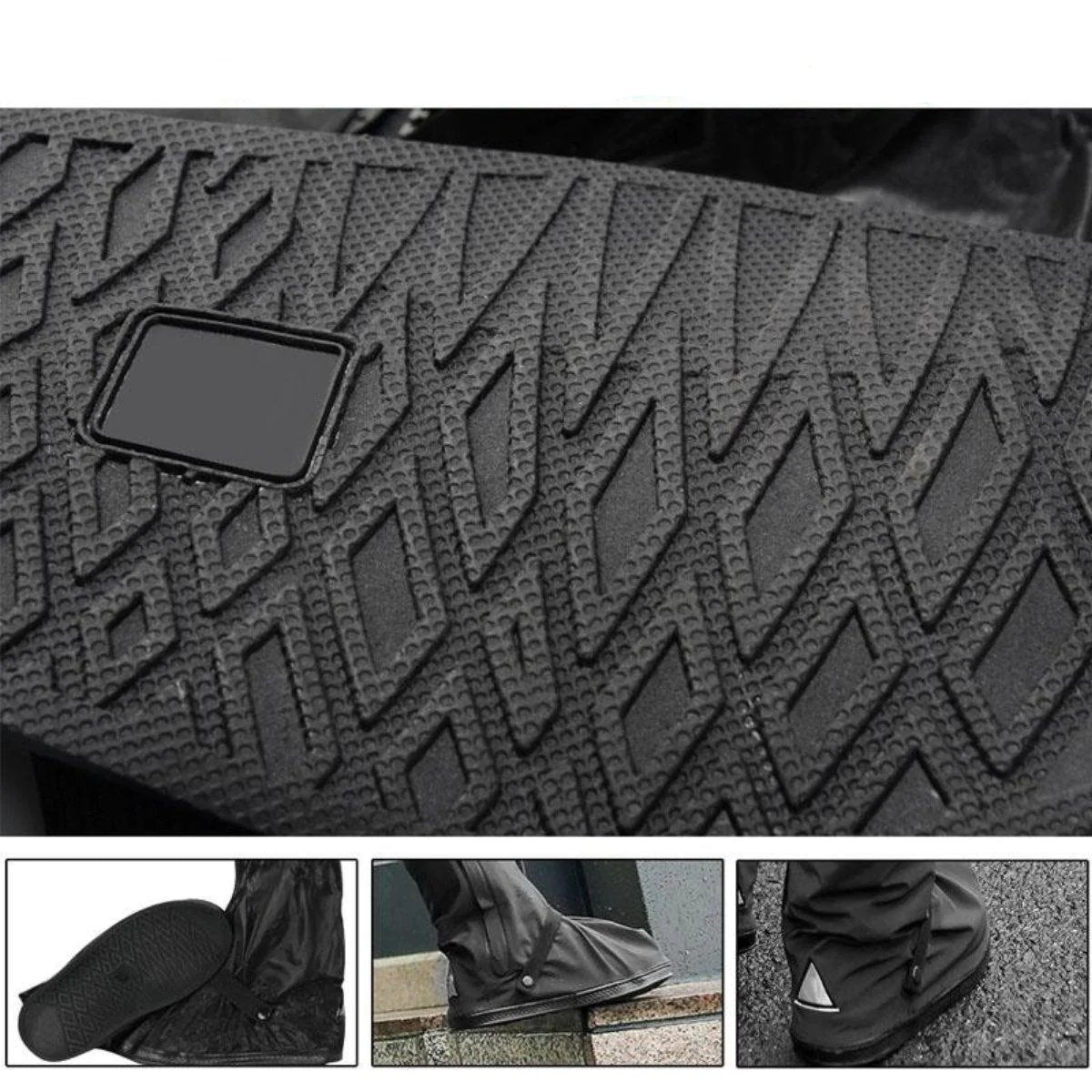Reusable Shoe Protectors with Non-Slip Tread & Reflective Strip for Rain, Snow & Mud Protection