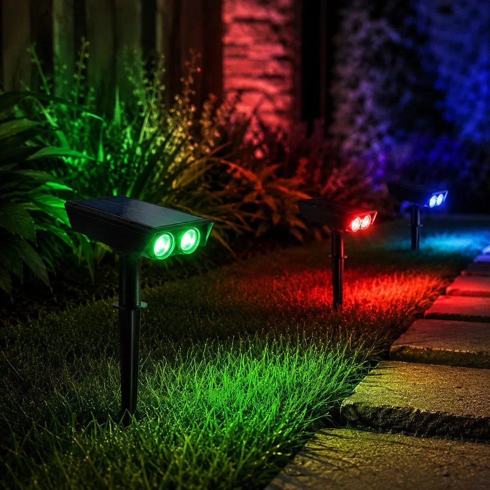 Outdoor Solar Garden Spotlight with Adjustable Beam – Rechargeable Stake Light for Yard, Walkway & Patio Lighting