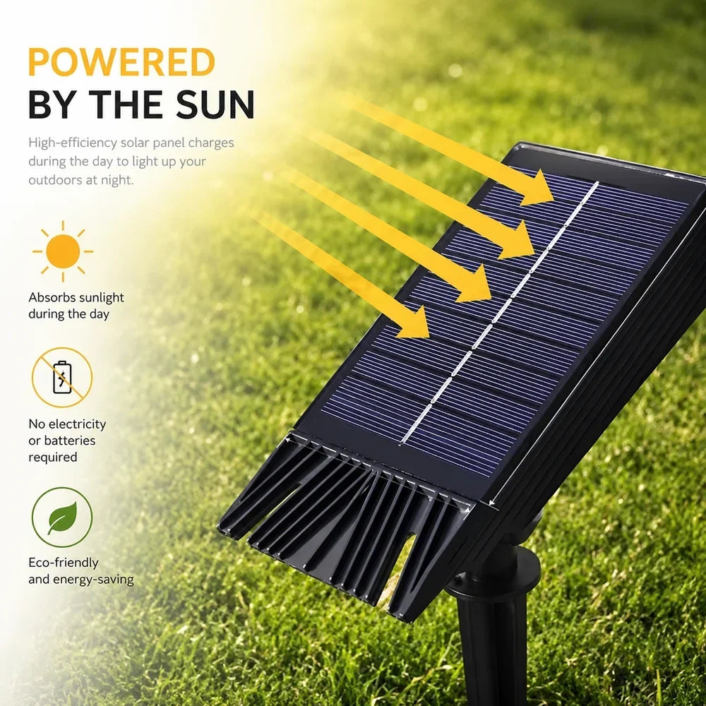 Outdoor Solar Garden Spotlight with Adjustable Beam – Rechargeable Stake Light for Yard, Walkway & Patio Lighting