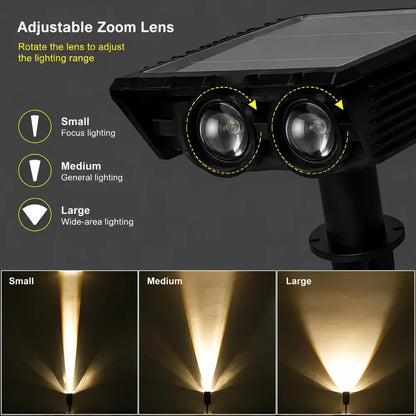 Outdoor Solar Garden Spotlight with Adjustable Beam – Rechargeable Stake Light for Yard, Walkway & Patio Lighting