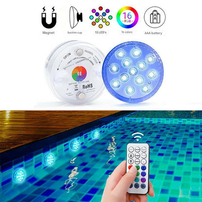 Submersible LED Pool Light Remote-Controlled Color-Changing Underwater Fixture for Pools Hot Tubs Ponds Bathtubs IP68 Waterproof Floating