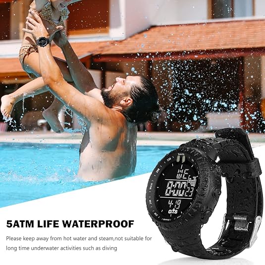 Digital Sports Watch for Men Shock Resistant Waterproof Alarm LED Backlight Tactical Wristwatch for Running Hiking Swimming Outdoor Activiti