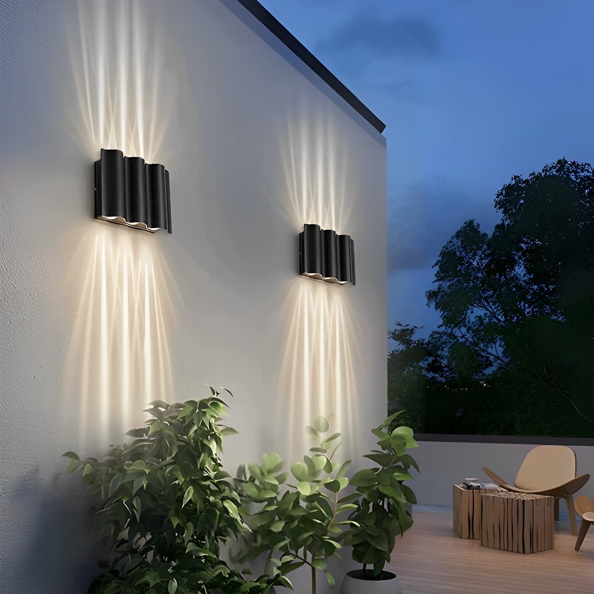 Outdoor LED Wall Light Fixture Aluminum Black Bidirectional Sconce for Entryway Patio Porch Weatherproof Exterior Home Lighting
