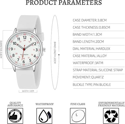 Silicone Nurse Watch with Second Hand – Waterproof Design for Healthcare