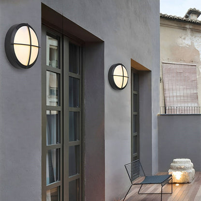 Aplique de pared LED moderno para exteriores | Lámpara redonda con protección impermeable IP65 | Iluminación exterior duradera para patios y jardines