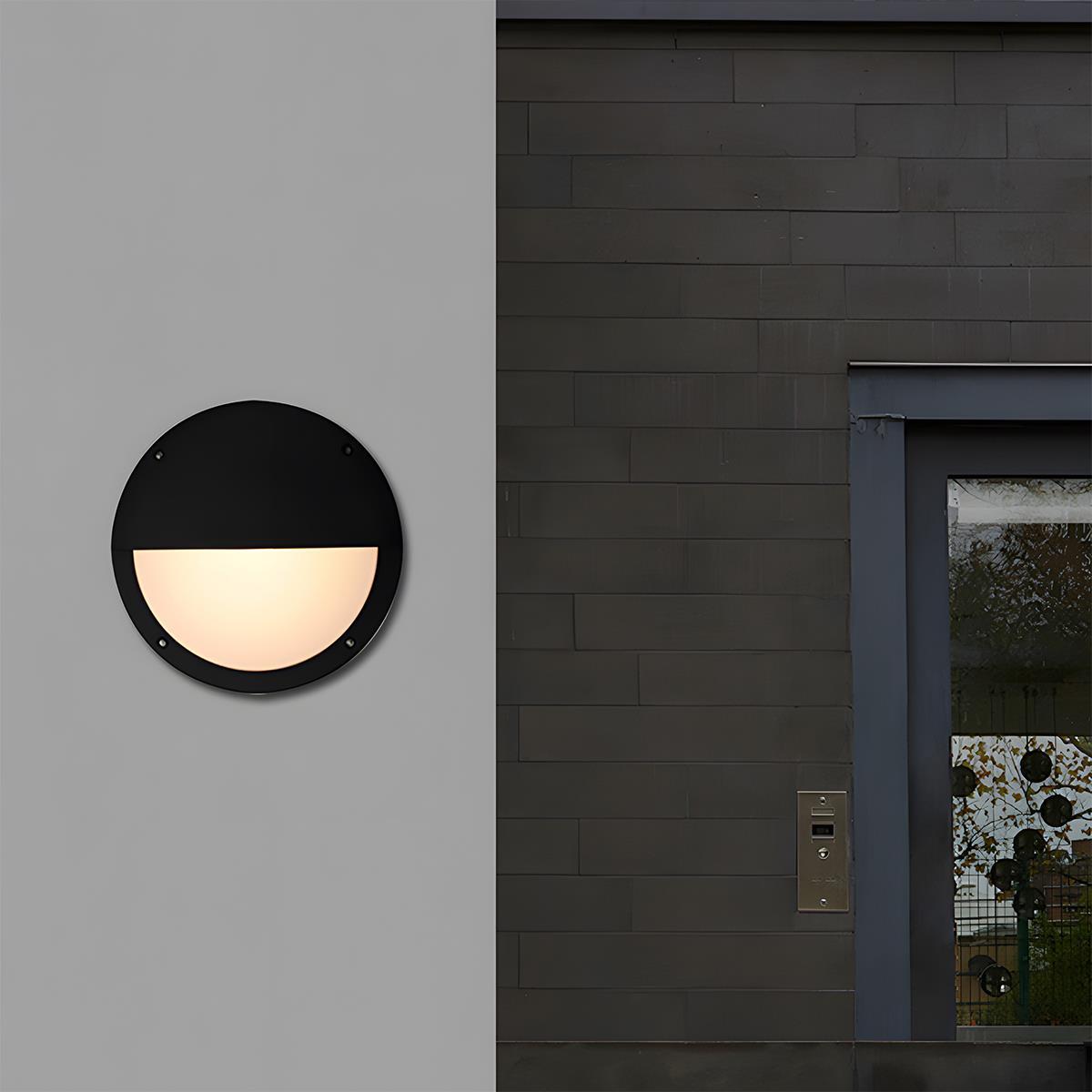 Aplique de pared LED moderno para exteriores | Lámpara redonda con protección impermeable IP65 | Iluminación exterior duradera para patios y jardines