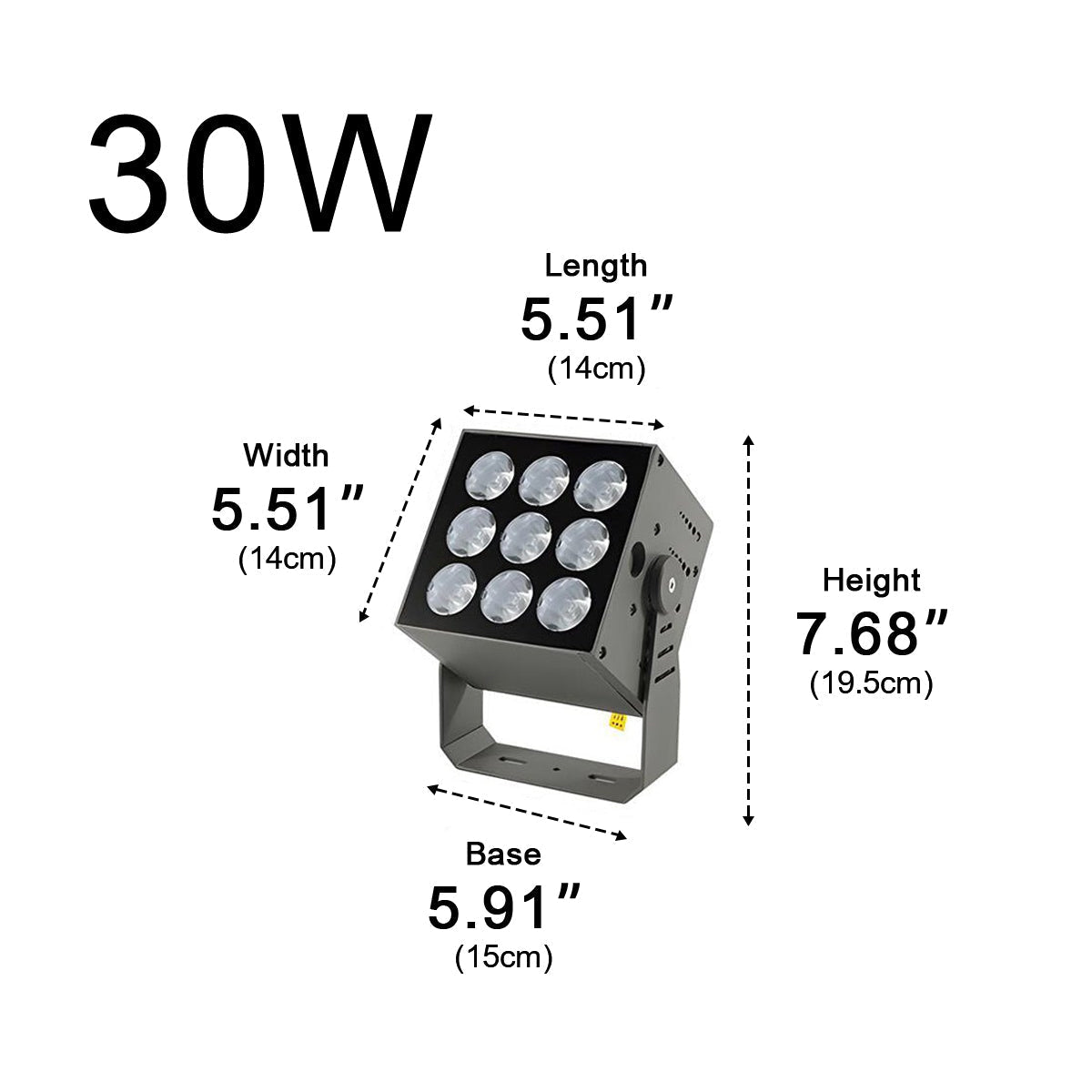 Adjustable Weatherproof LED Floodlight Gray Die-Cast Aluminum Wall Fixture 20W 30W 50W 80W Accent Security Lighting Residential Commercial H