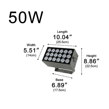 Adjustable Weatherproof LED Floodlight Gray Die-Cast Aluminum Wall Fixture 20W 30W 50W 80W Accent Security Lighting Residential Commercial H