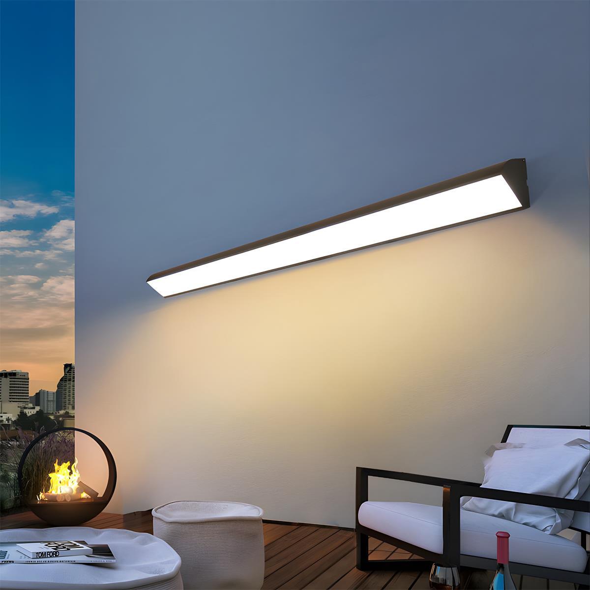 LED Strip Exterior Wall Sconce 18-80W Aluminum Weather-Resistant Linear Fixture for Walkways Entryways Backyards Decks Porches Patios Modern