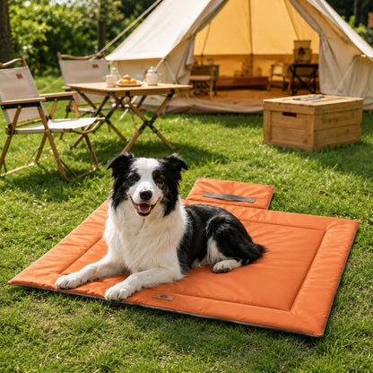 Ortekor Waterproof Outdoor Pet Camping Mat - Foldable Dog Travel Bed for Camping, Car Trunk & Patio, Keeps Pets Off Wet Grass & Dirt