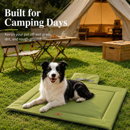 Ortekor Waterproof Outdoor Pet Camping Mat - Foldable Dog Travel Bed for Camping, Car Trunk & Patio, Keeps Pets Off Wet Grass & Dirt