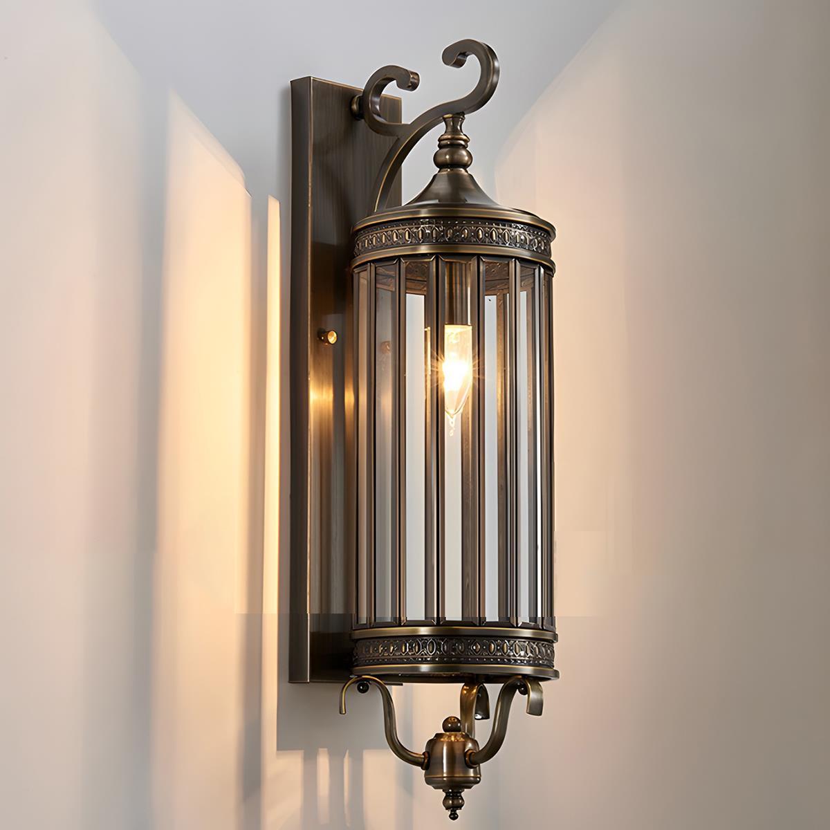 Outdoor LED Fixture Metal & Glass 22 in Patio Garden Entryway 3000K Warm Glow Retro Inspired Weatherproof Wall Mounted Exterior Sconce for P