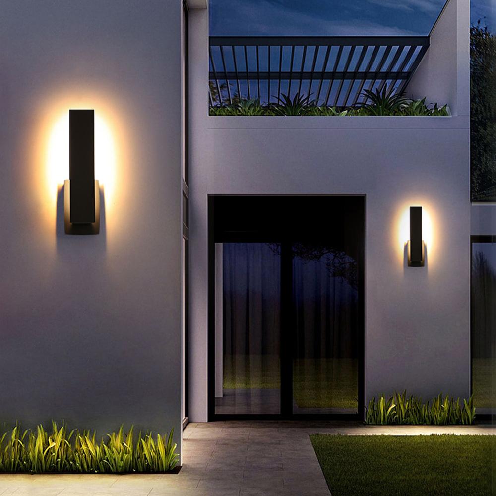 Outdoor LED Wall Sconce Aluminum 17 inch Waterproof Black Porch Light Warm White for Front Door Entry Patio Exterior Home Facade Security Li