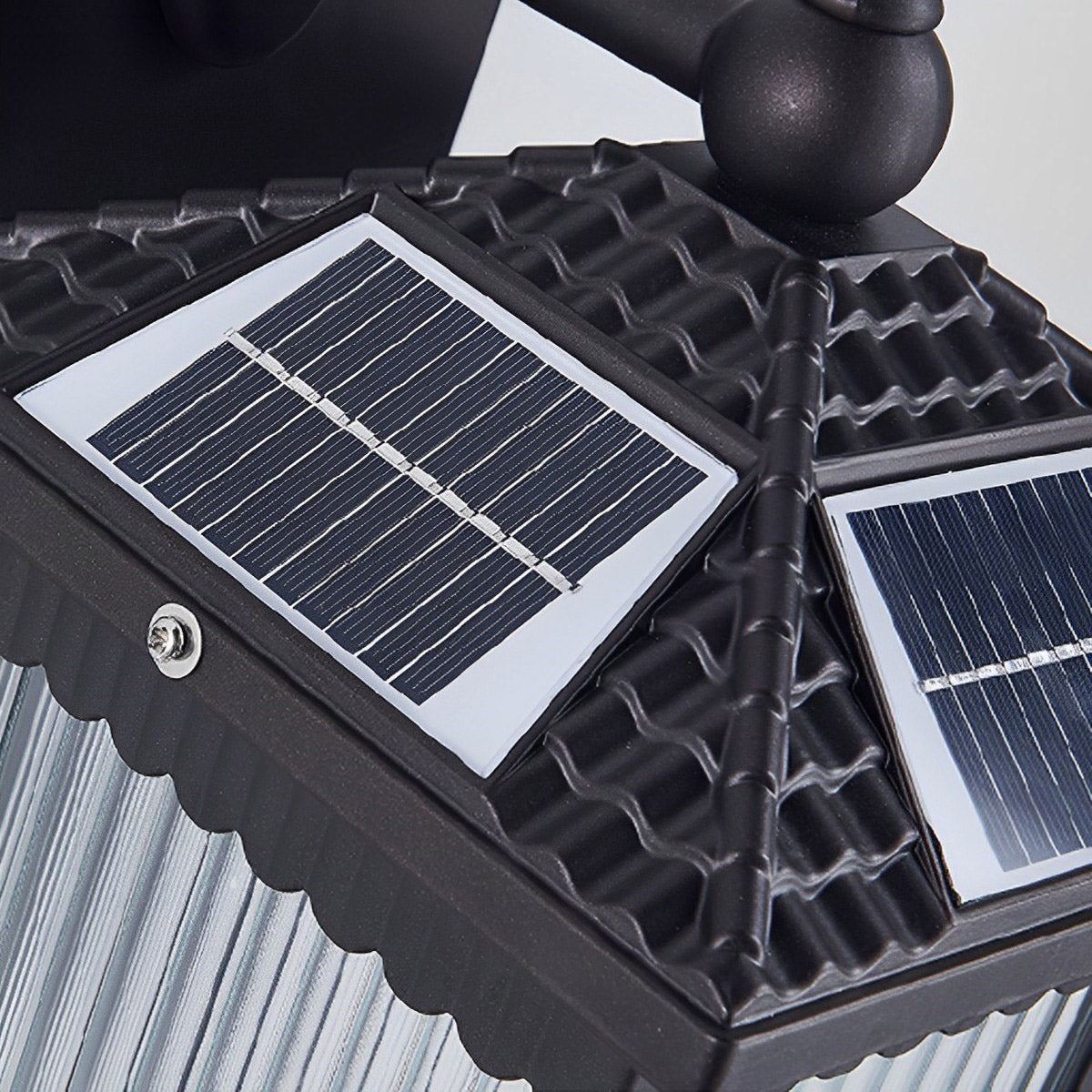 Solar-Powered Outdoor Lantern 23 in Cast Aluminum Coffee Brown Waterproof Garden Entrance Porch Pathway Veranda Exterior Facade Security Lig