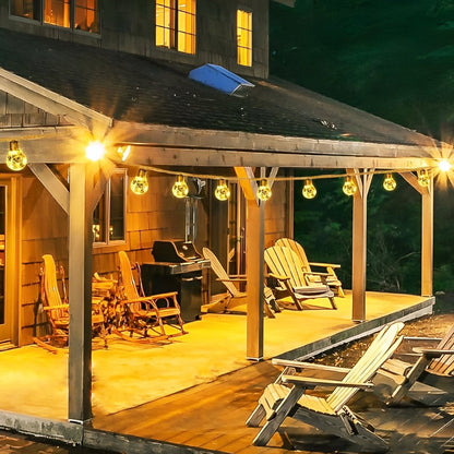 Outdoor Solar LED Edison Bulb Decorative Lights 33 ft Weatherproof Jute Cord for Patio Deck Yard Bistro Canopy Balcony Entertaining Ambient