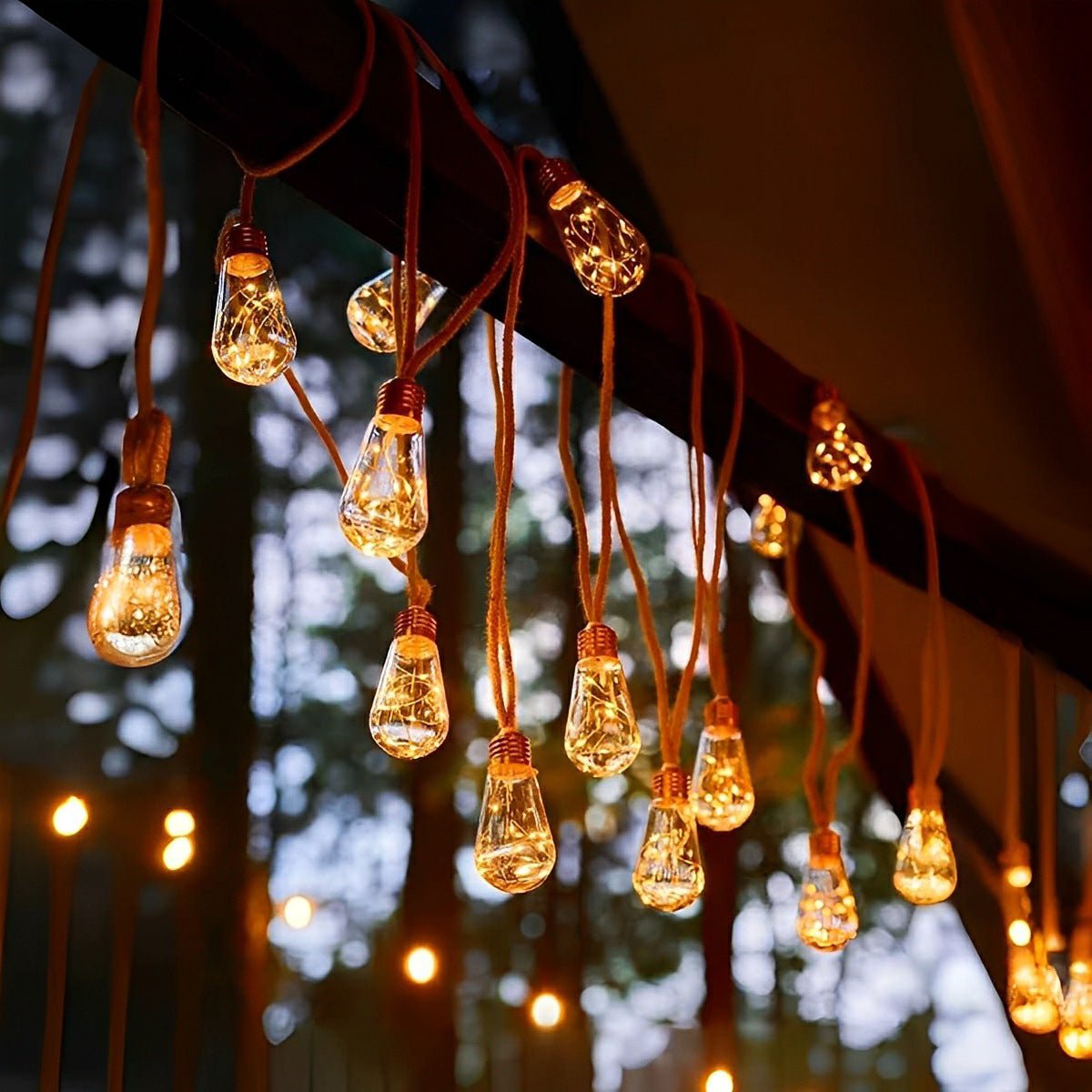 Outdoor Solar LED Edison Bulb Decorative Lights 33 ft Weatherproof Jute Cord for Patio Deck Yard Bistro Canopy Balcony Entertaining Ambient