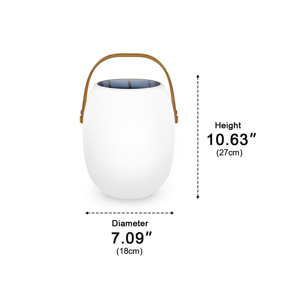 Linterna LED esférica recargable para terraza y patio con atenuador táctil – Diseño de esfera blanca de 7 pulgadas, alimentación solar + USB, resistente al agua para cenas al aire libre