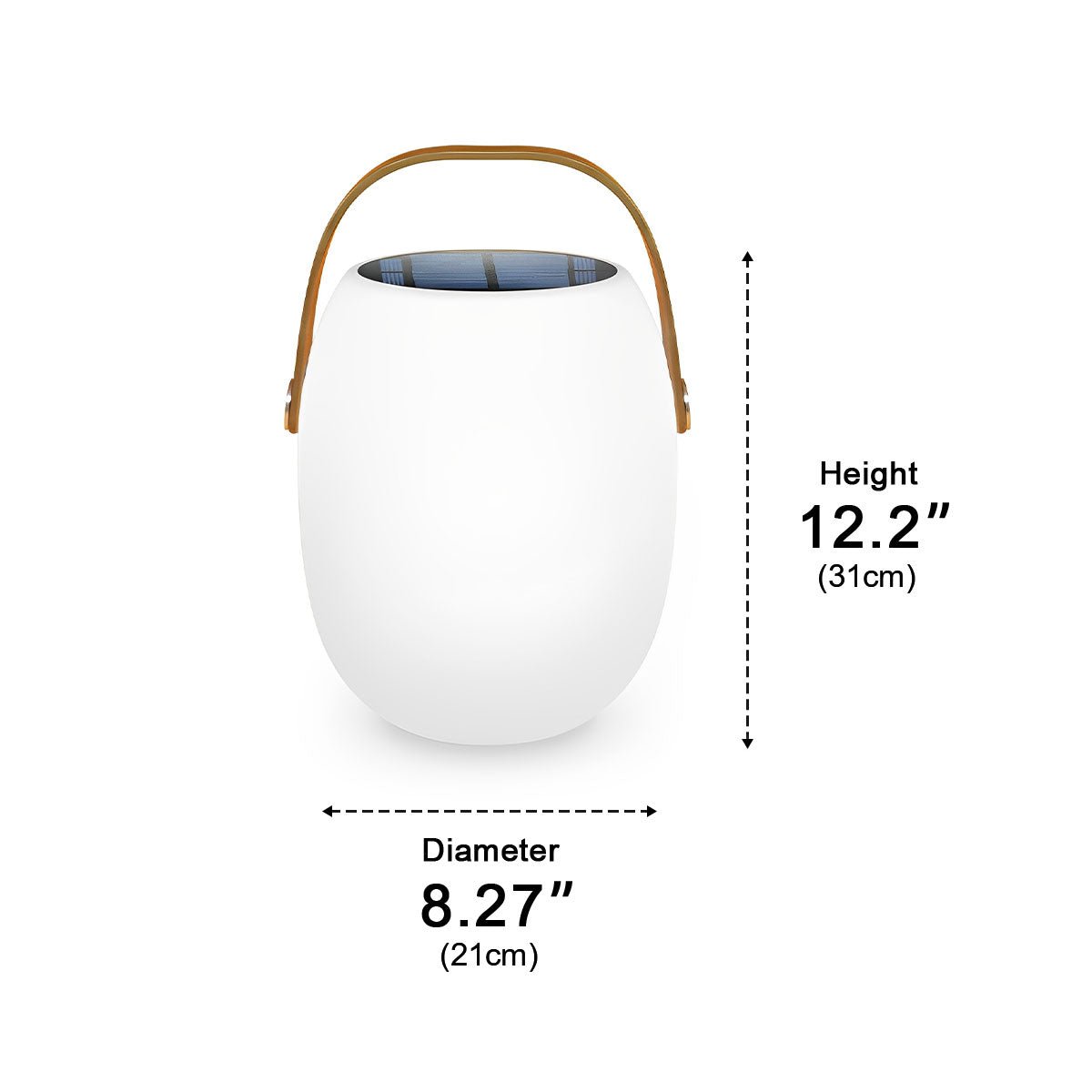 Linterna LED esférica recargable para terraza y patio con atenuador táctil – Diseño de esfera blanca de 7 pulgadas, alimentación solar + USB, resistente al agua para cenas al aire libre