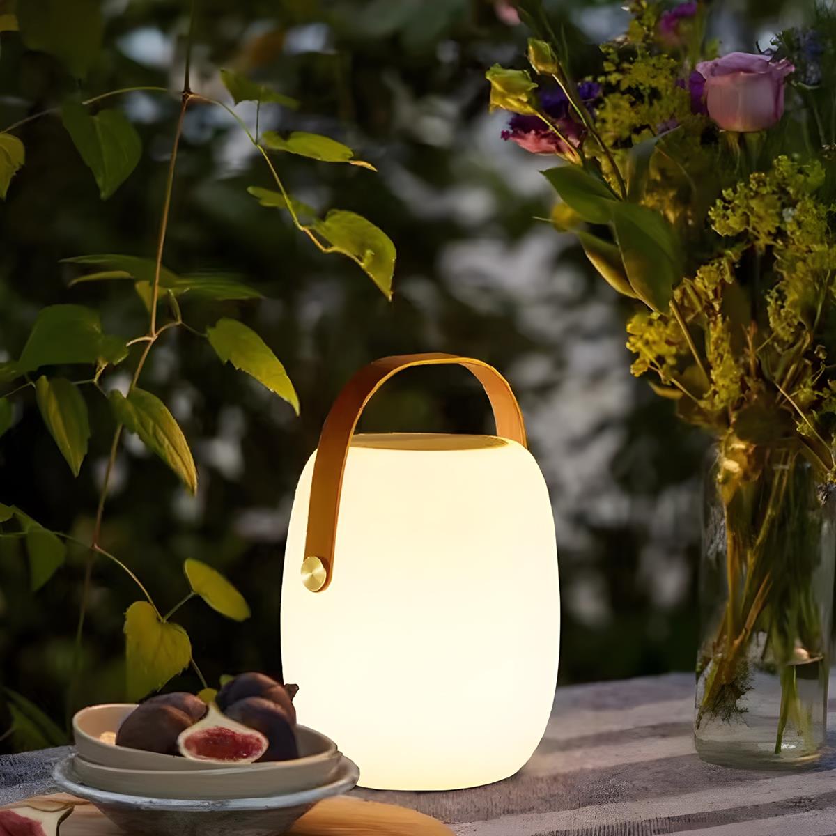 Linterna LED esférica recargable para terraza y patio con atenuador táctil – Diseño de esfera blanca de 7 pulgadas, alimentación solar + USB, resistente al agua para cenas al aire libre