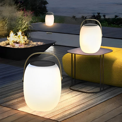 Linterna LED esférica recargable para terraza y patio con atenuador táctil – Diseño de esfera blanca de 7 pulgadas, alimentación solar + USB, resistente al agua para cenas al aire libre