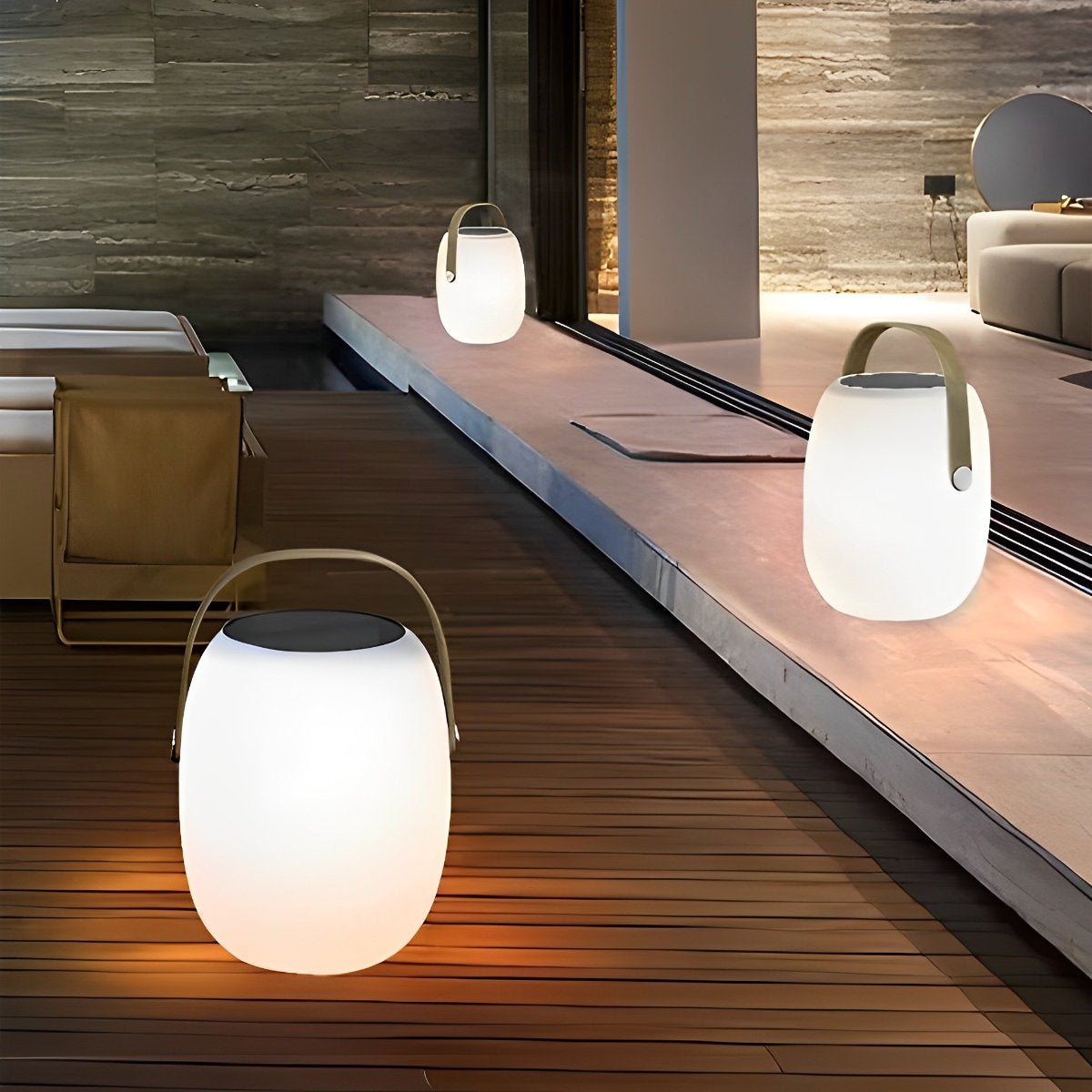 Linterna LED esférica recargable para terraza y patio con atenuador táctil – Diseño de esfera blanca de 7 pulgadas, alimentación solar + USB, resistente al agua para cenas al aire libre
