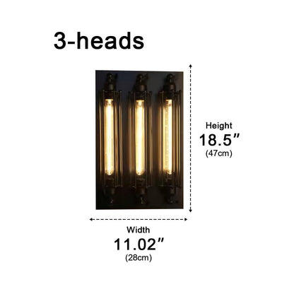 Iron & Glass LED Fixture Vintage Industrial Hardwired Sconce Warm White Light for Hallways Bedrooms Kitchens Bathrooms & Living Spaces