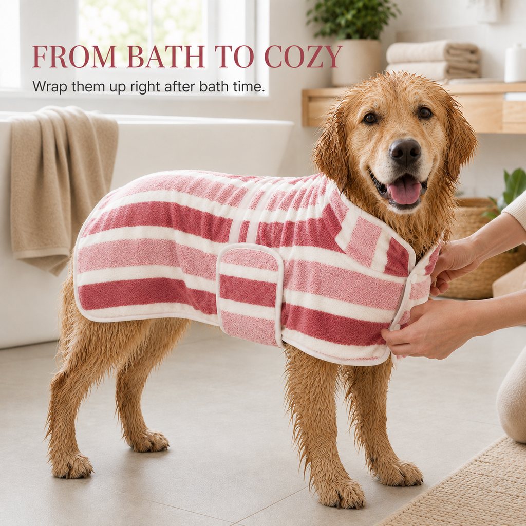Ortekor Wearable Microfiber Dog Drying Towel – Hands-Free Post-Bath & Rainy-Day Wrap for Wet Fur & Drips