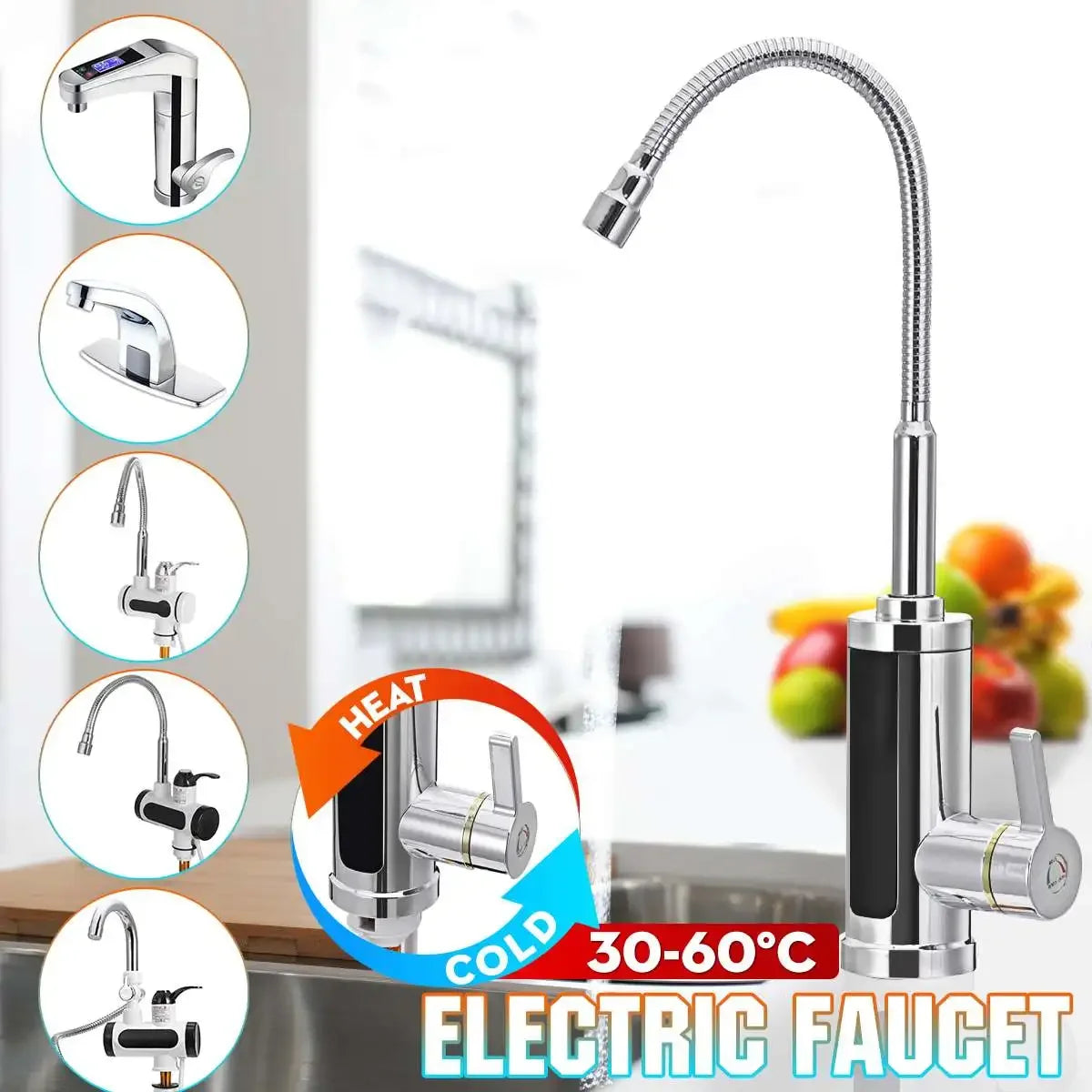 FlowHeat | Grifo eléctrico de 3000W para agua caliente instantánea con calentamiento rápido | Flujo de agua eficiente para cocinas y baños