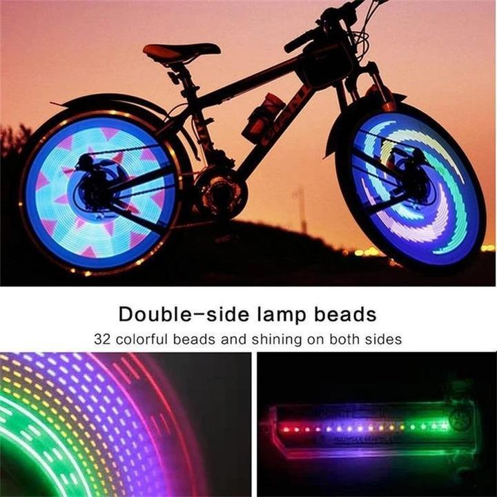 RGB Bike Wheel Spoke Light with 32 Animated Patterns – Motion-Activated Side Visibility for Night Cycling