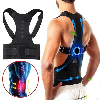 Posture Corrector Brace with Magnetic Therapy for Upper Back Support and Shoulder Alignment Relief | Adjustable Straps for Men and Women