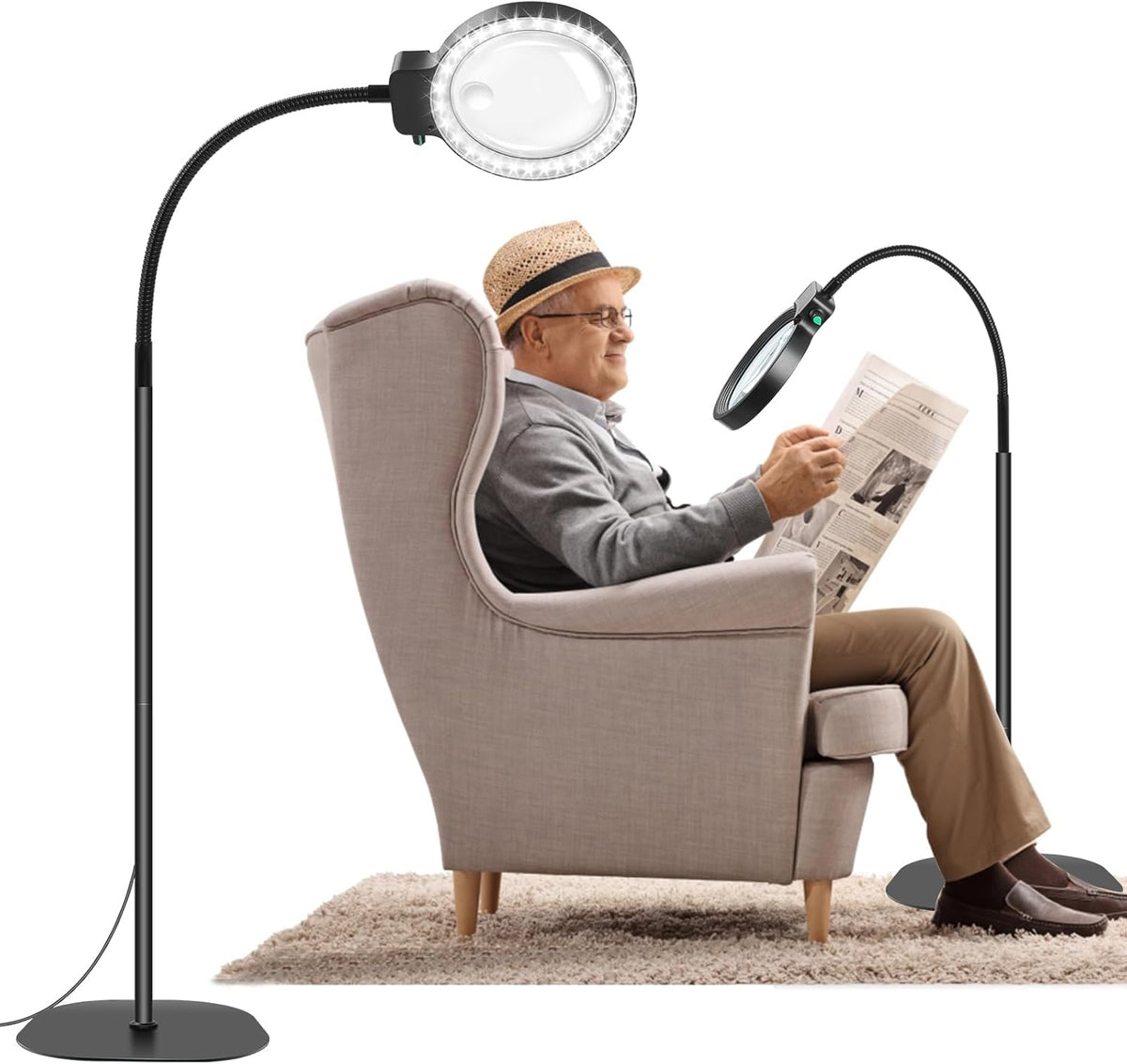 Wearclo | Lupa de cuerpo completo con luz LED y cuello de cisne ajustable | Ayuda manos libres para una visión mejorada