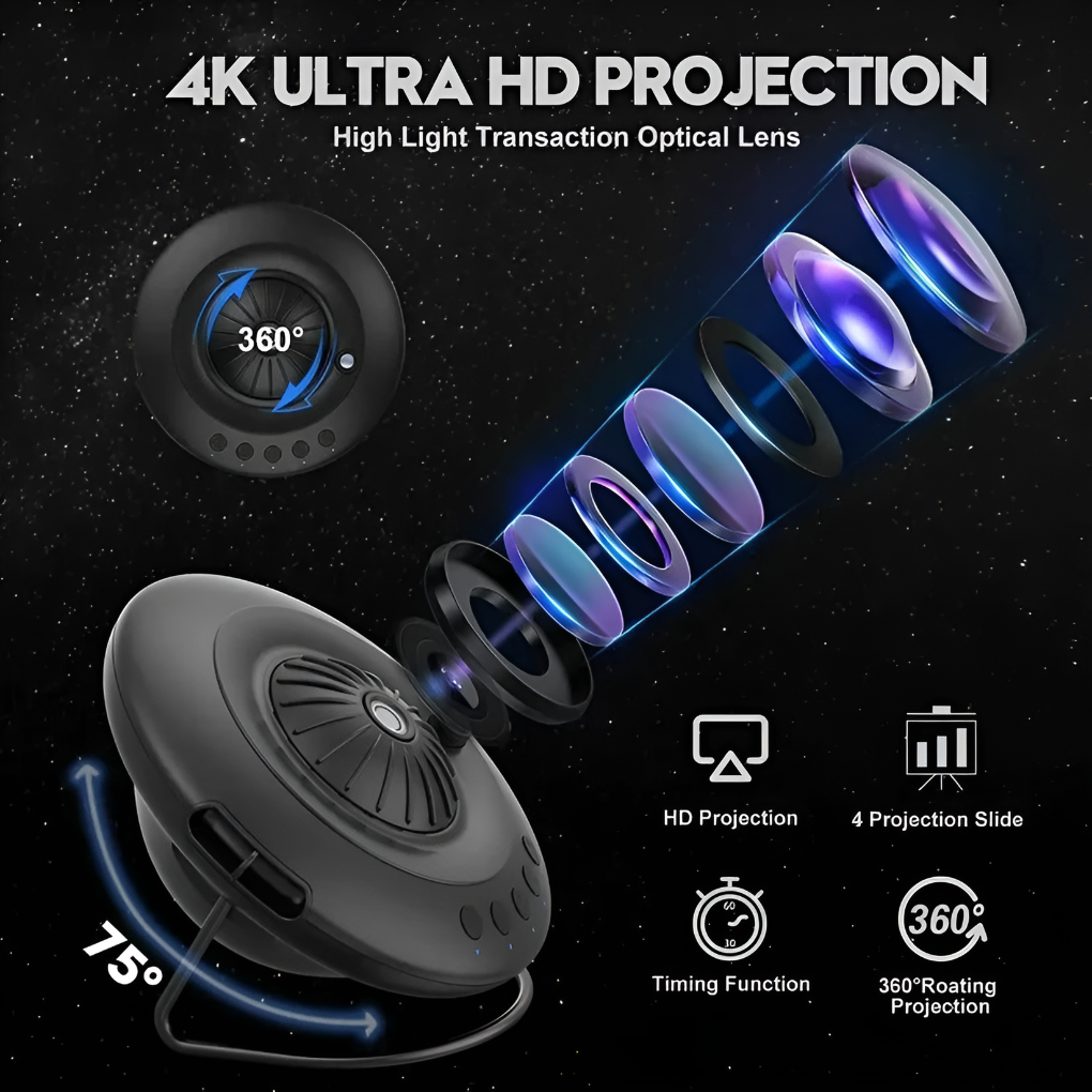 Celestial Projector | Galaxy Projector with Rotating Effects | Stunning Cosmic Ambiance for Home & Kids