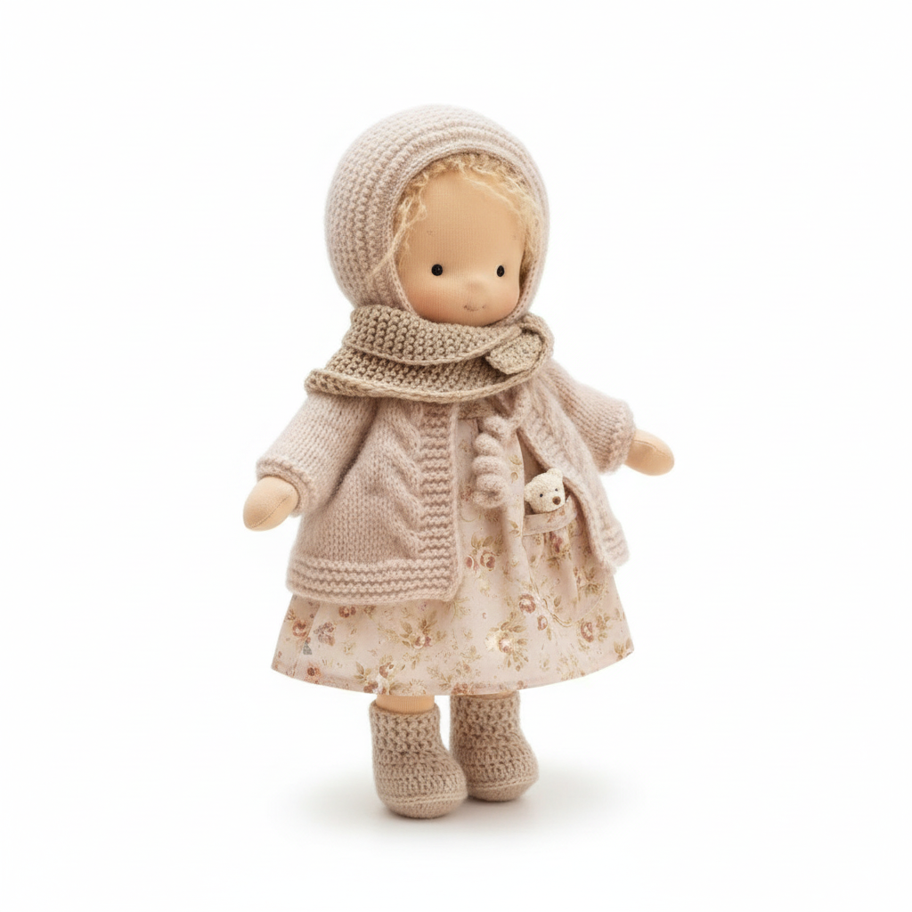 Handcrafted Waldorf Doll for Kids 2+ Years | 13.8-Inch Soft Cotton Play Companion | Encourages Imaginative Role-Play & Emotional