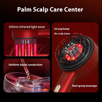 Masajeador de cuero cabelludo para el crecimiento del cabello con microcorriente y terapia de luz roja | Estimula los folículos para un cabello más grueso y saludable