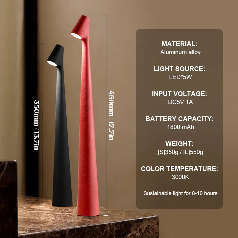 Minimalismo nórdico | Lámpara de mesa inalámbrica con control táctil y brillo ajustable | Luz ambiental portátil para espacios acogedores