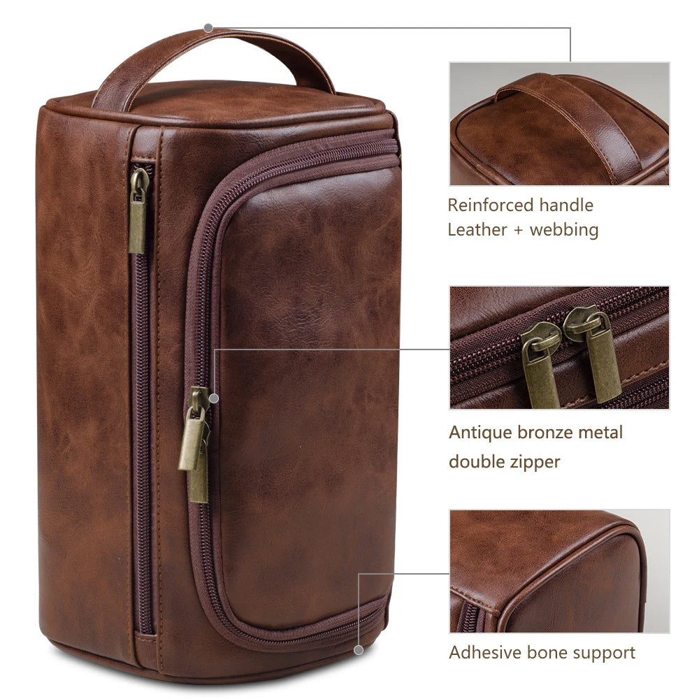 Travel Essentials | Premium Leather Toiletry Bag with Ample Storage | Stylish Organizer for Travelers