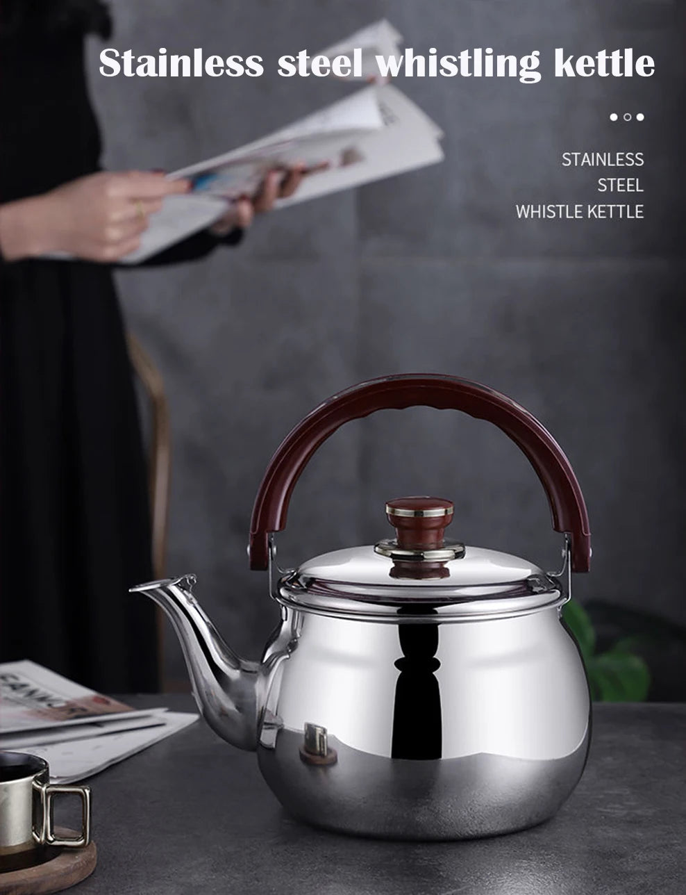 Wearclo | Stainless Steel Whistling Tea Kettle with Ergonomic Handle | Durable Design for Long-Lasting Use